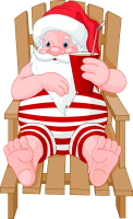 a santa sunbathing 